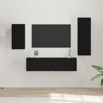 TV cabinet set 4 pcs Black...