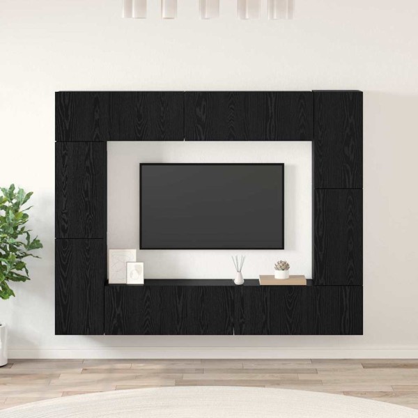 TV cabinet set 8 pcs Black oak Processed wood