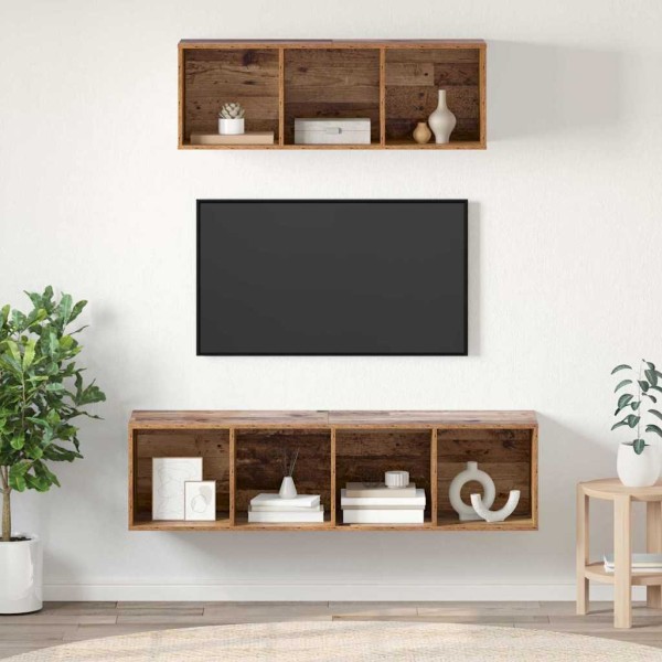 TV cabinet set 2 pcs Ancient wood Processed wood