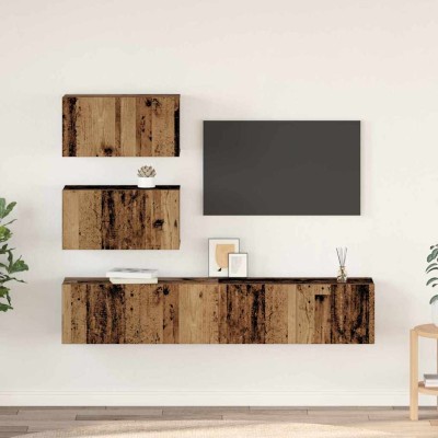 TV cabinet set 4 pcs Aged wood