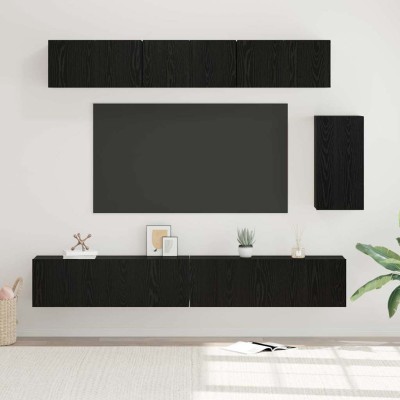 TV cabinet set 6 pcs Black...