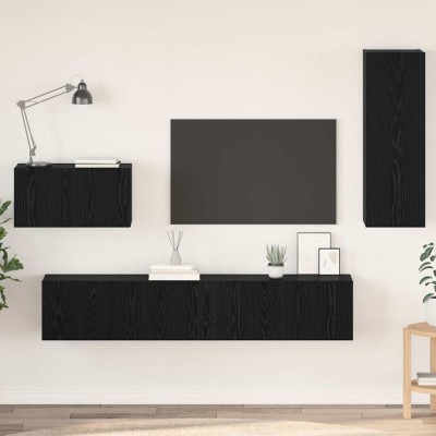 Wall TV stand 4 pcs Black oak