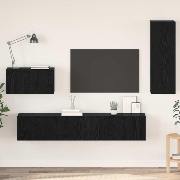 Wall TV stand 4 pcs Black oak