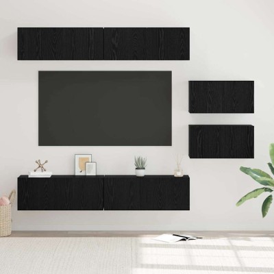 TV cabinet set 6 pcs Black...