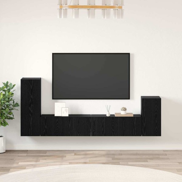 Wall TV stand 3 pcs Black oak