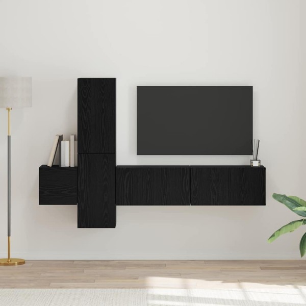 TV cabinet set 5 pcs Black oak Processed wood