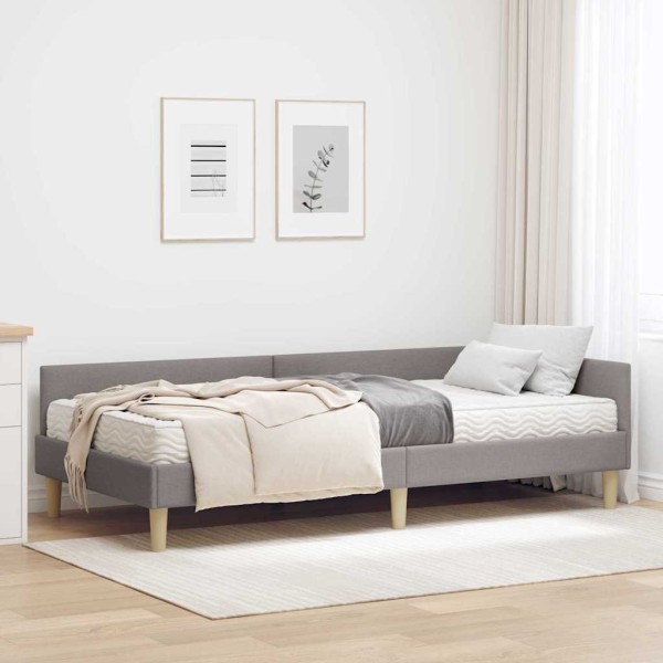 Corner bed structure with mattress 2 pcs Taupe fabric