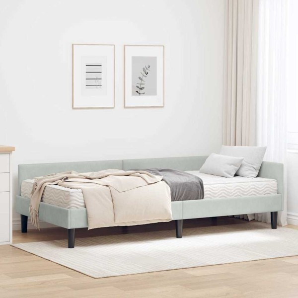 Corner bed structure with mattress 2 pcs Light gray