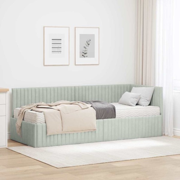 Corner bed structure with mattress 2 pcs Light gray