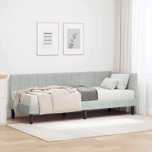 Corner bed structure with mattress 2 pcs Light gray