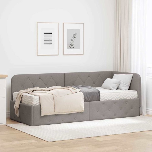 Corner bed structure Taupe 80 x 200 cm fabric