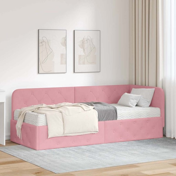 Corner bed structure Pink 80 x 200 cm Velvet