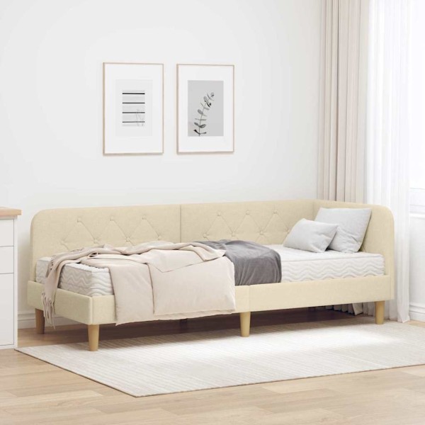 Corner bed structure Cream 80 x 200 cm fabric