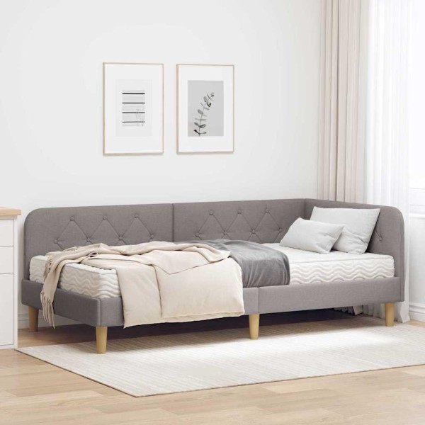 Corner bed structure Taupe 90 x 190 cm fabric