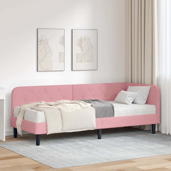 Corner bed structure Pink 80 x 200 cm Velvet