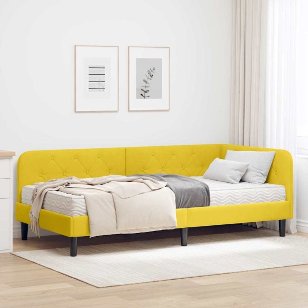 Corner bed structure Yellow 90 x 200 cm Velvet