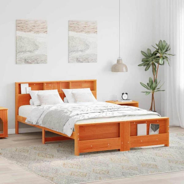 Bed frame Wax brown 160 x 200 cm Treated wood