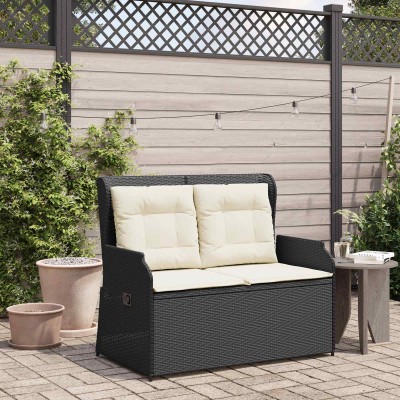 Garden bench Black polyrattan