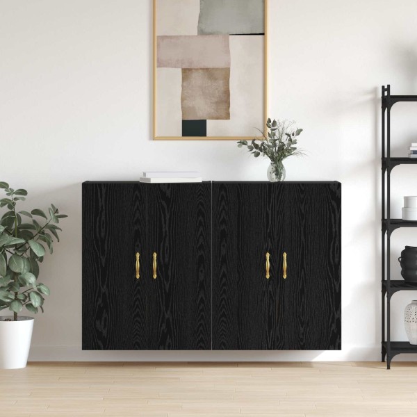 Wall-mounted wardrobe 2 pcs Black oak