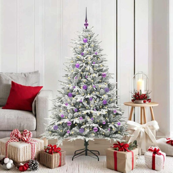 Artificial pre-lit Christmas tree with balls set