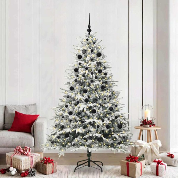 Artificial pre-lit Christmas tree with balls set