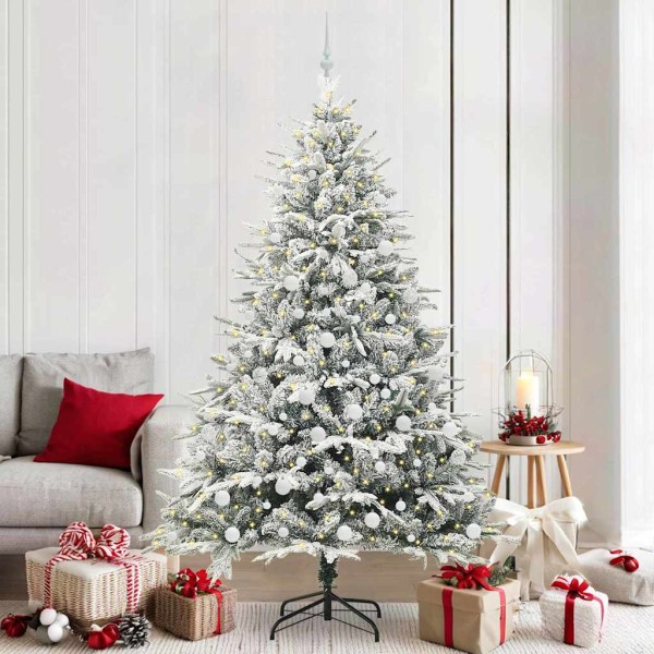 Artificial pre-lit Christmas tree with balls set
