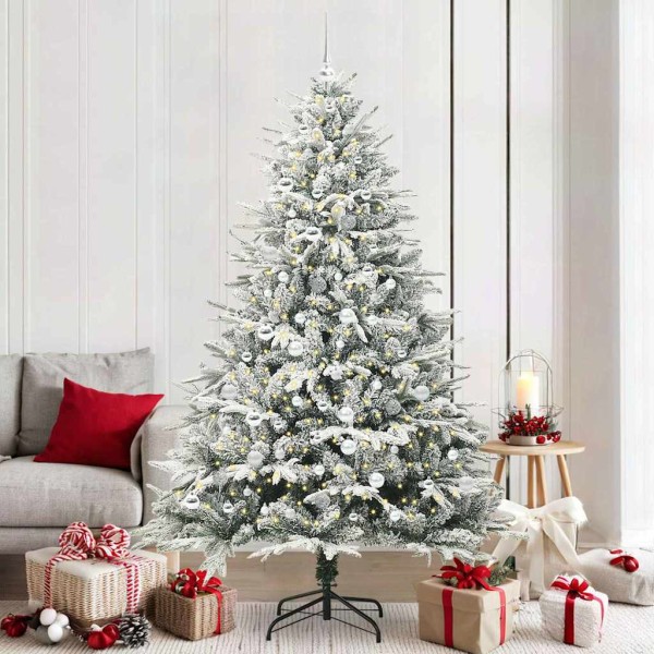 Artificial pre-lit Christmas tree with balls set
