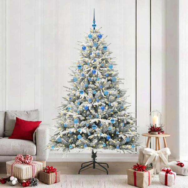 Artificial pre-lit Christmas tree with balls set