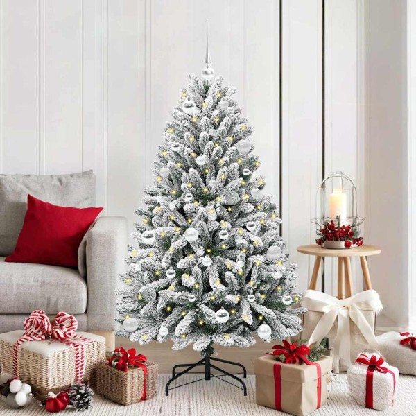 Artificial Christmas tree Green and white 150 cm PVC and metal