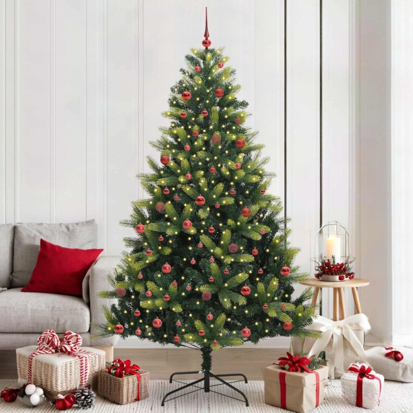 Artificial folding Christmas tree with 300 LEDs Green 210 cm