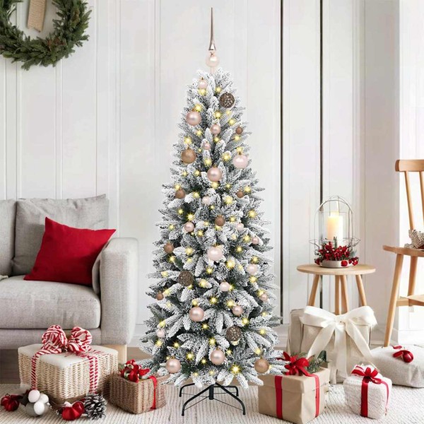 Artificial Christmas tree with 150 LEDs stand White 150 cm