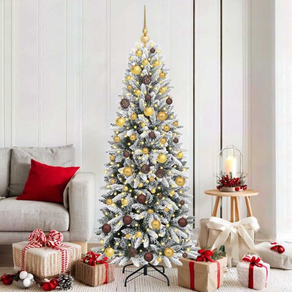 Artificial Christmas tree with 300 LEDs stand White 180 cm
