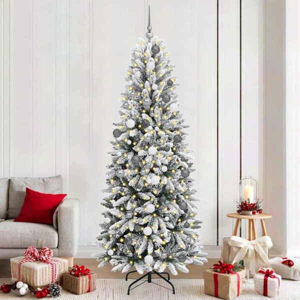 Artificial Christmas tree with 300 LED stand White 210 cm
