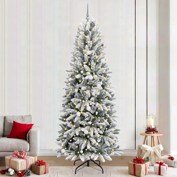 Artificial Christmas tree with 300 LEDs stand White 240 cm