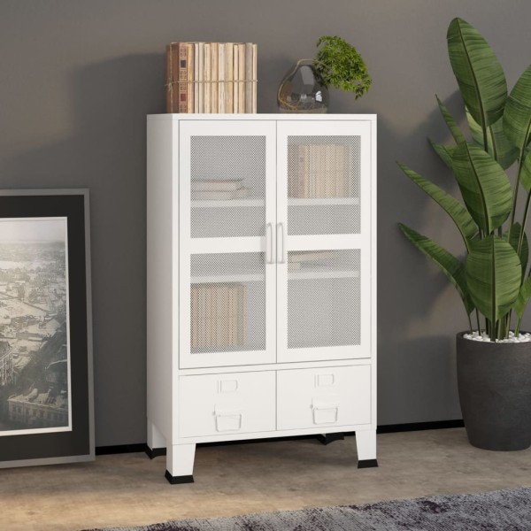Storage cabinet, white, 70x40x115cm, metal, industrial