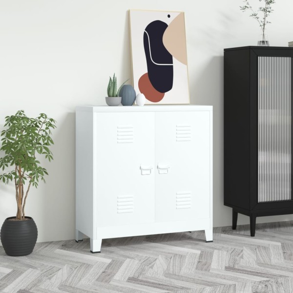 Storage cabinet, white, 90x40x100cm, steel, industrial
