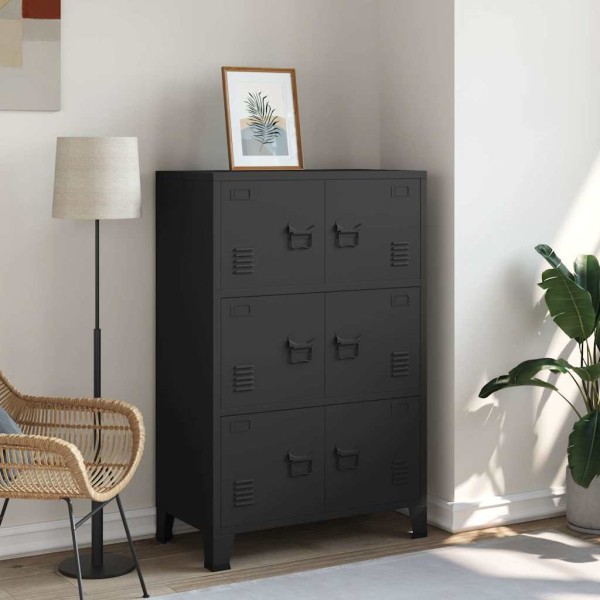 Storage cabinet, black, 75x40x115cm, metal, industrial