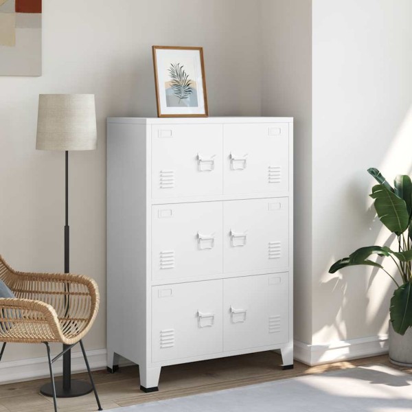 Storage cabinet, white, 75x40x115cm, metal, industrial