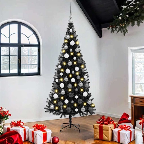 Christmas tree with 300 LED s stand Black 180 cm PVC
