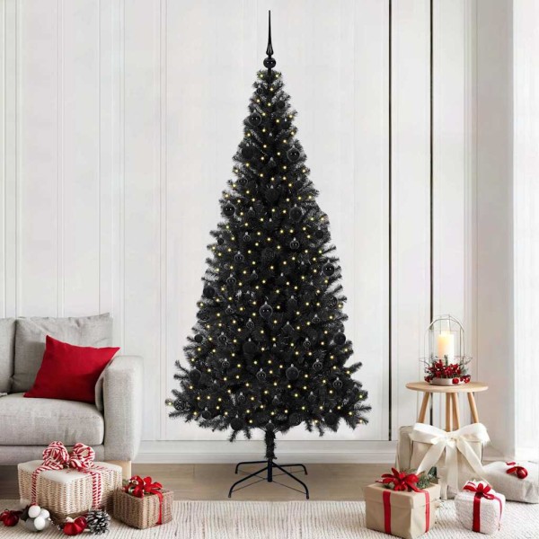 Christmas tree with 300 LED s stand Black 210 cm PVC