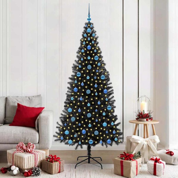 Christmas tree with 300 LED s stand Black 210 cm PVC