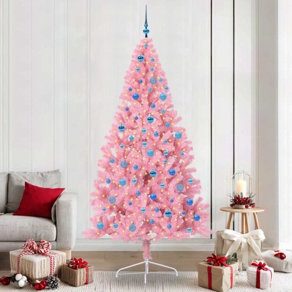 Artificial Christmas tree with lights Pink 240 cm PVC