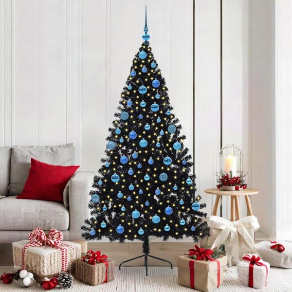 Artificial pre-festive Christmas tree with light Black 180 cm PVC