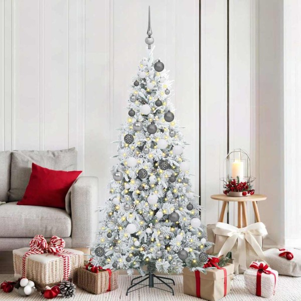 Artificial Folding Christmas Tree White 180 cm PE and PVC