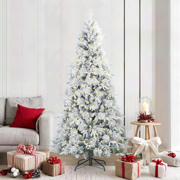 Artificial Folding Christmas Tree White 210 cm PE and PVC