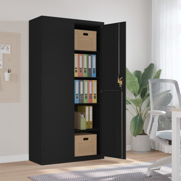 Cabinet for documents, black, 90x40x180cm, steel