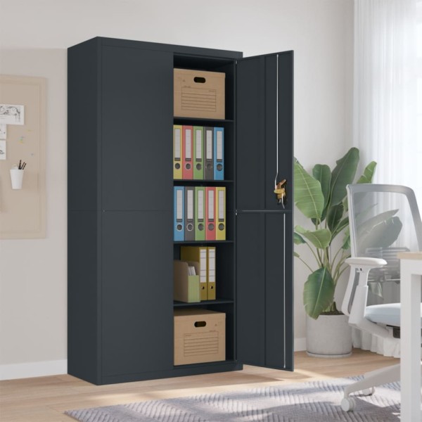 Cabinet for documents, anthracite color, 90x40x180cm, steel