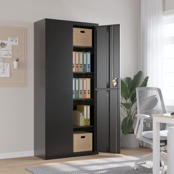 Cabinet for documents, black, 90x40x200cm, steel