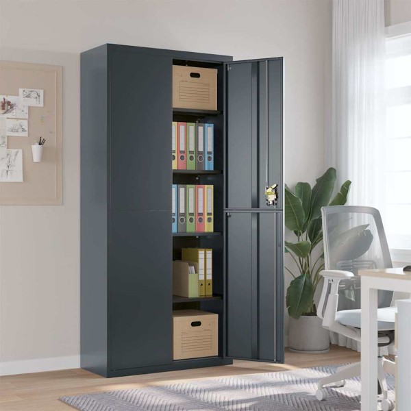 Cabinet for documents, anthracite color, 90x40x200cm, steel