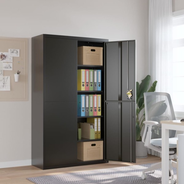 Cabinet for documents, black, 105x40x180cm, steel